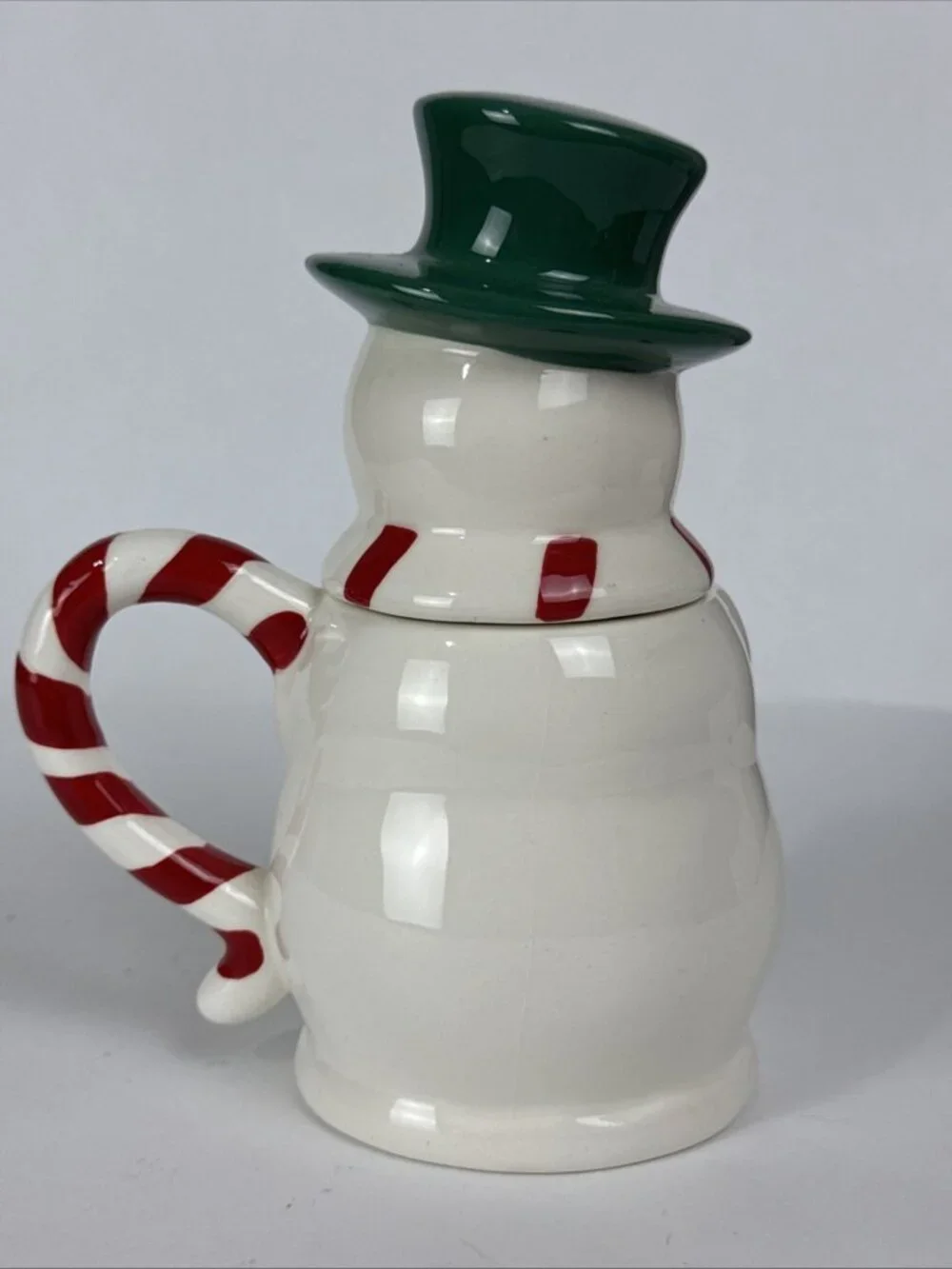 Temptations Snowman Green Hat Ceramic 12oz Mug holiday Christmas decor cup